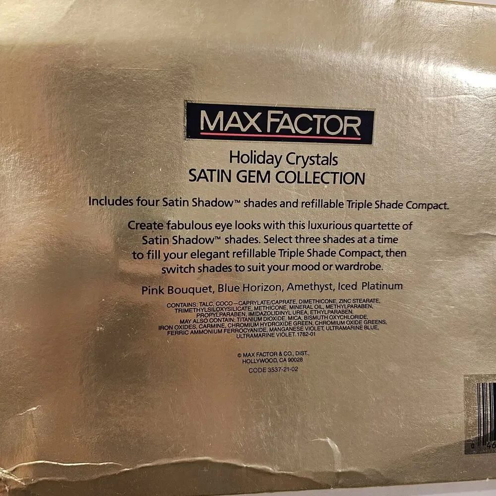 Vintage Max Factor Satin Gem Shadow Gift Set 80s Eye‎ Palette 4 Shades & Compact